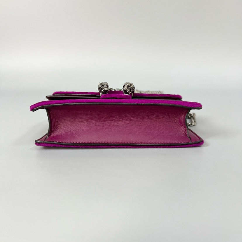 Gucci Dionysus Mini VeLouis Vuittonet Purple Shoulder Bag 16x10cm