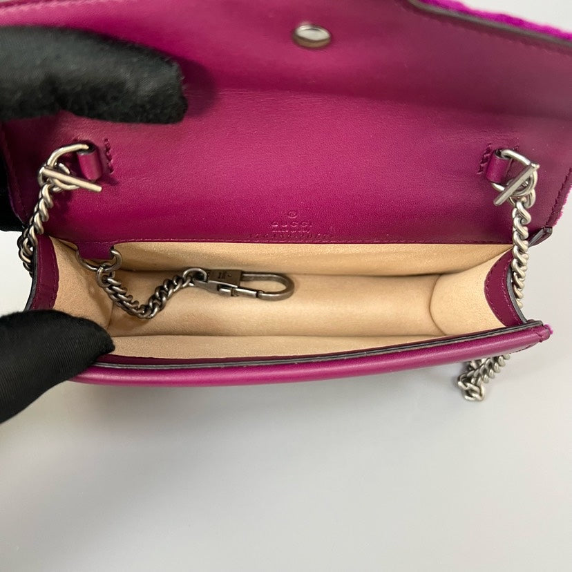 Gucci Dionysus Mini VeLouis Vuittonet Purple Shoulder Bag 16x10cm