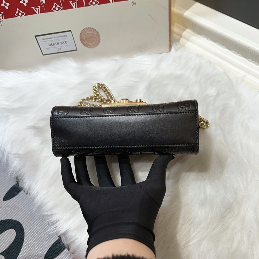 Gucci Padlock Black Leather Shoulder Bag Small