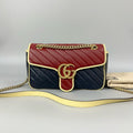 Gucci Marmont Red Navy Leather Shoulder Bag 26cm