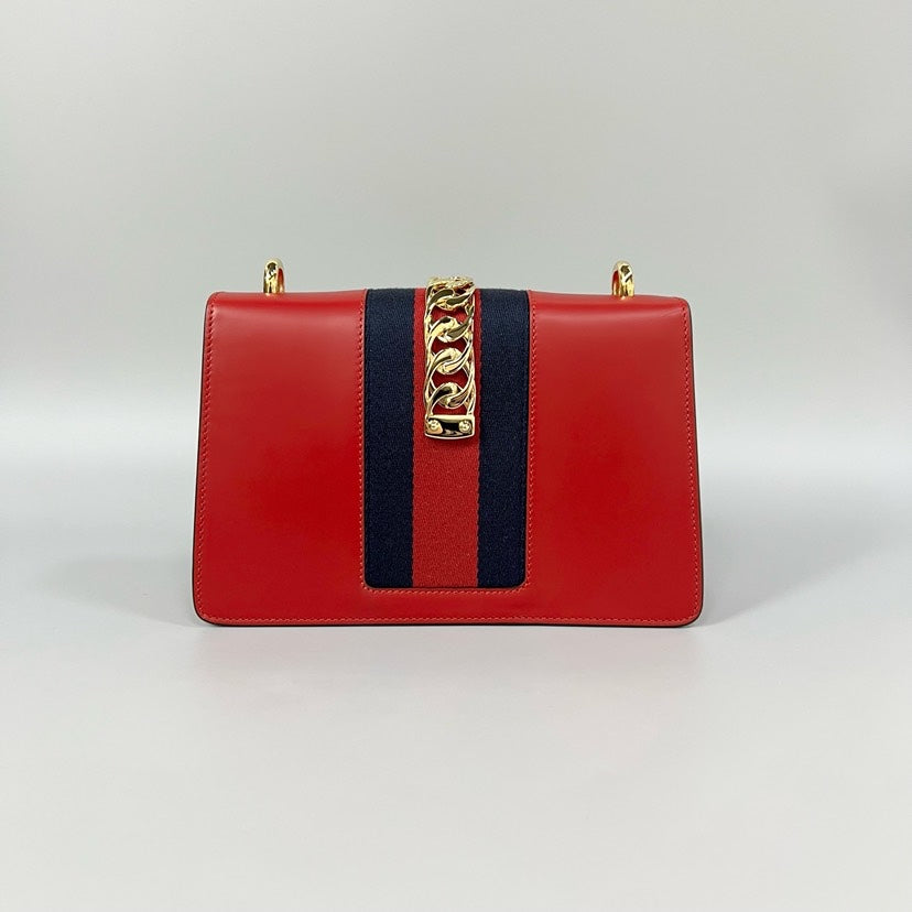 Gucci SyLouis Vuittonie Medium Red Leather Shoulder Bag 25.5x17x8cm