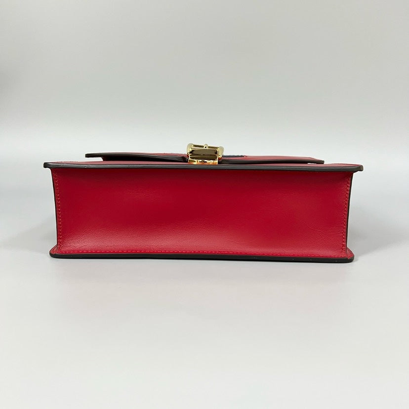 Gucci SyLouis Vuittonie Medium Red Leather Shoulder Bag 25.5x17x8cm