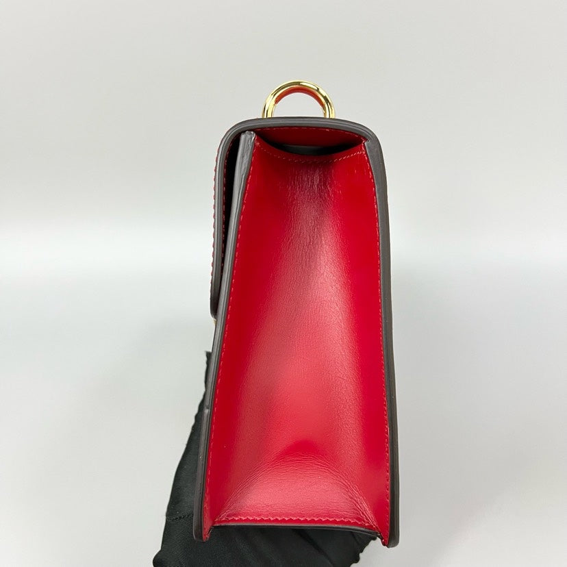 Gucci SyLouis Vuittonie Medium Red Leather Shoulder Bag 25.5x17x8cm