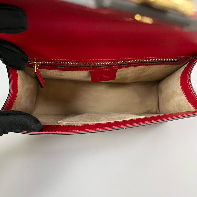 Gucci SyLouis Vuittonie Medium Red Leather Shoulder Bag 25.5x17x8cm