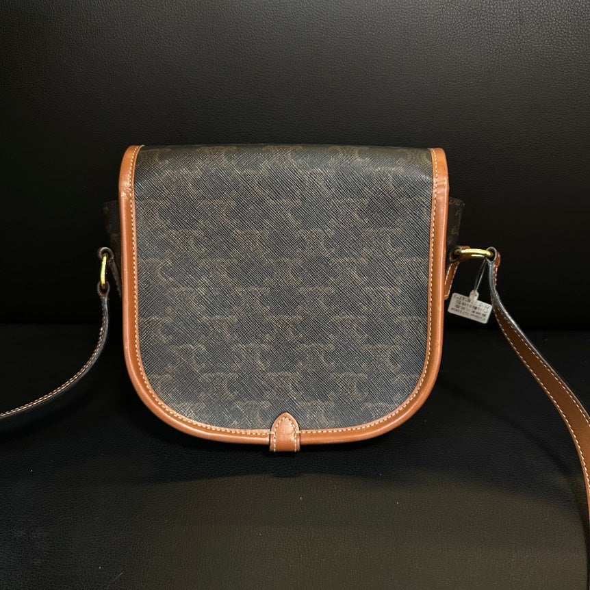 Celine Arc de Triomphe Brown Canvas Leather Saddle Crossbody Bag MeDiorum