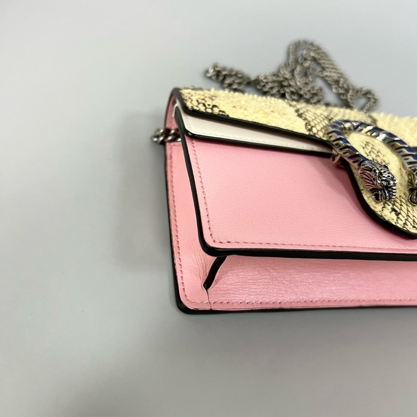 Gucci Dionysus WOC Pink Snake Print Shoulder Bag 17x10x4cm