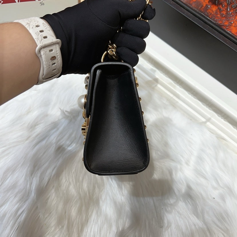 Gucci Black Padlock Shoulder Bag Studded Medium
