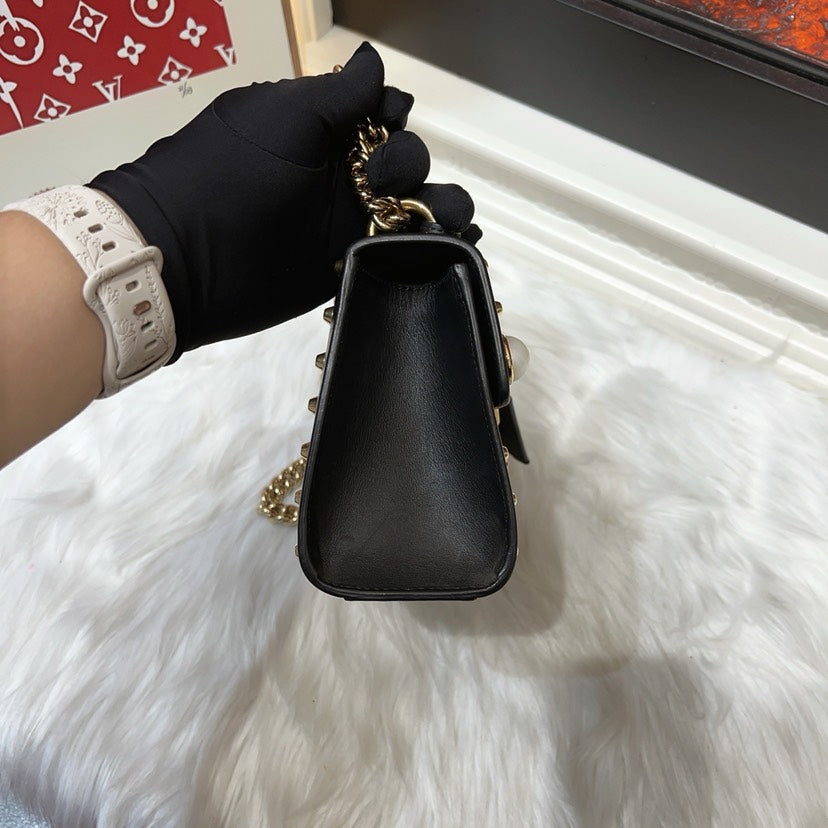 Gucci Black Padlock Shoulder Bag Studded Medium