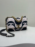 Chanel 19 Black White Quilted Shoulder Bag Small