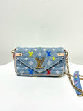 Louis Vuitton Monogram Denim Blue Crossbody Bag Gold Hardware