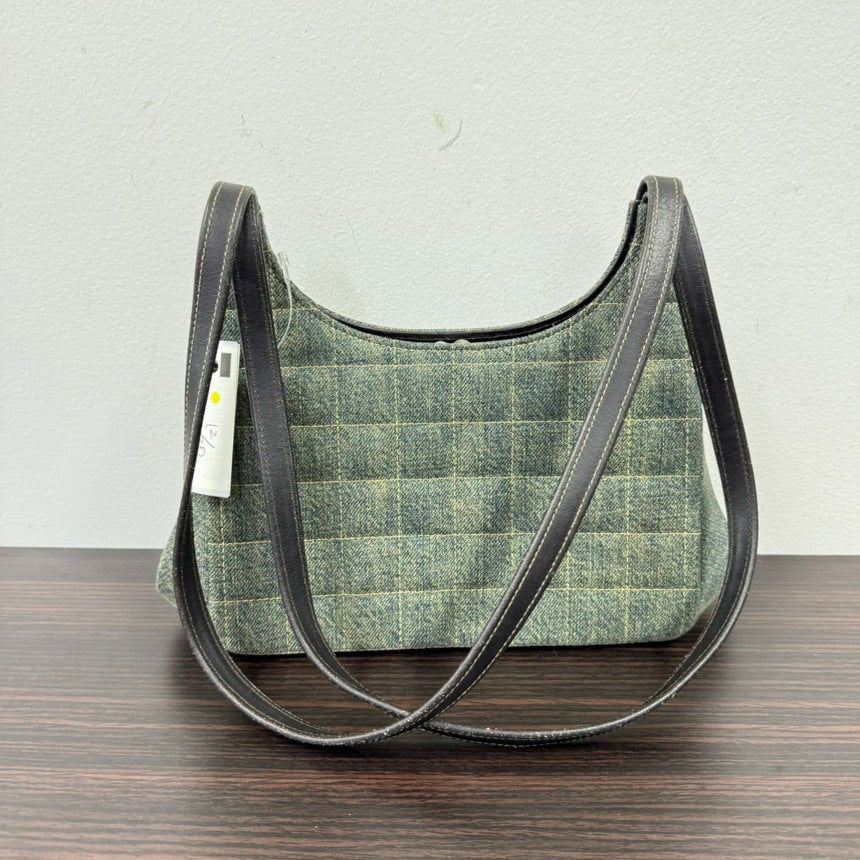 Chanel Denim Leather Shoulder Bag Green Medium