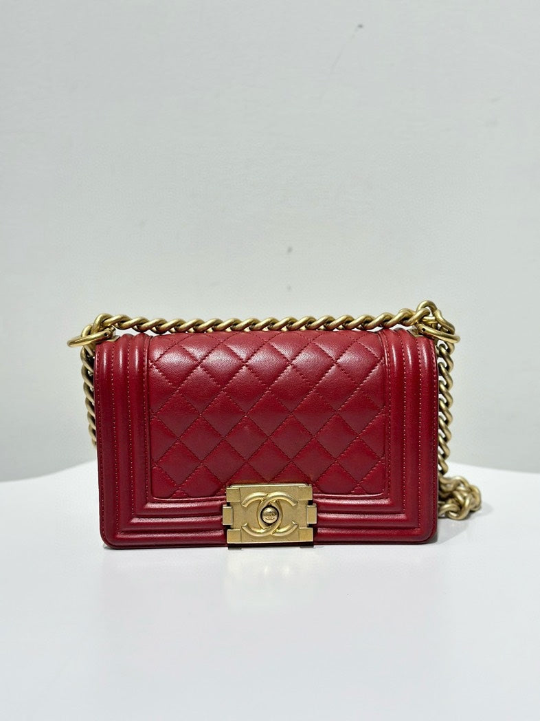 Chanel Leboy Red Quilted Leather Chain Shoulder Bag