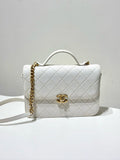 Chanel Classic White Quilted Leather Flap Bag Medium