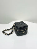 Chanel Box Black Leather Quilted Chain Shoulder Bag Small Size