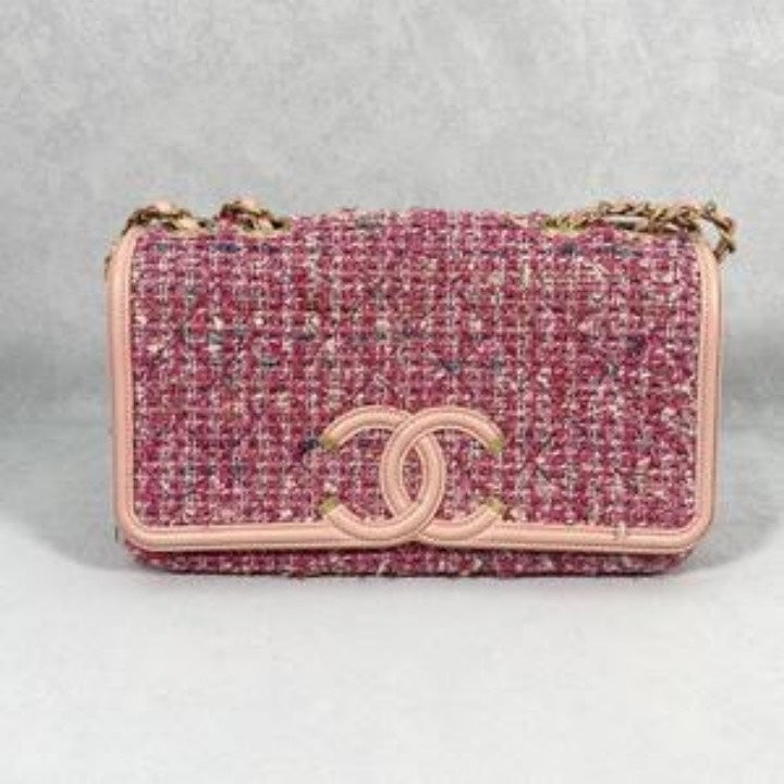 Chanel Pink Tweed Quilted Crossbody Bag MeDiorum