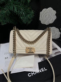 Chanel MeDiorum White Leather Lychee Pattern LeBoy Crossbody Bag