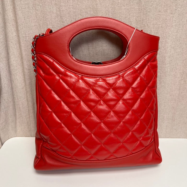 Chanel 31 Large Red Quilted Leather Shoulder Bag