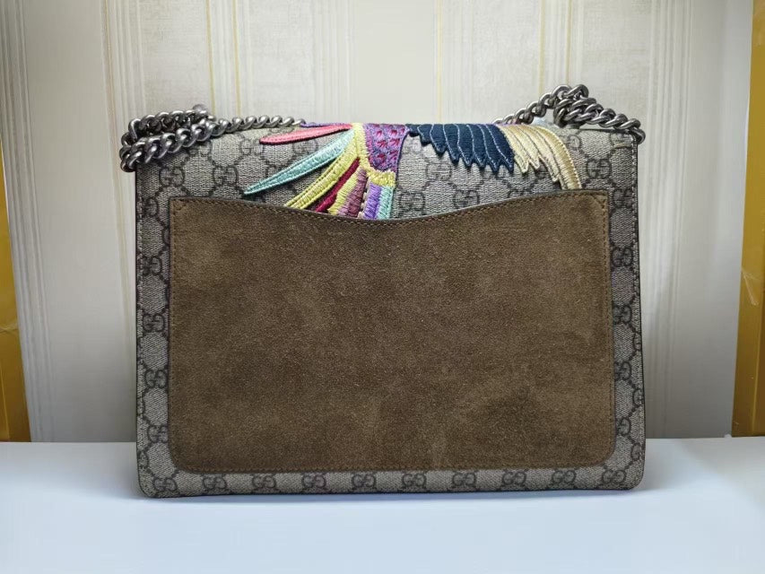 Gucci Dionysus Beige GG Supreme Embroidered Shoulder Bag Medium