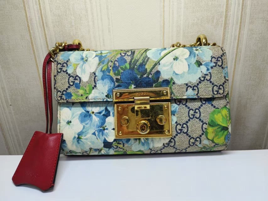 Gucci Padlock Floral Canvas Small Shoulder Bag Multicolor