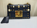 Gucci Padlock Black Leather Pearl Studded Shoulder Bag Medium