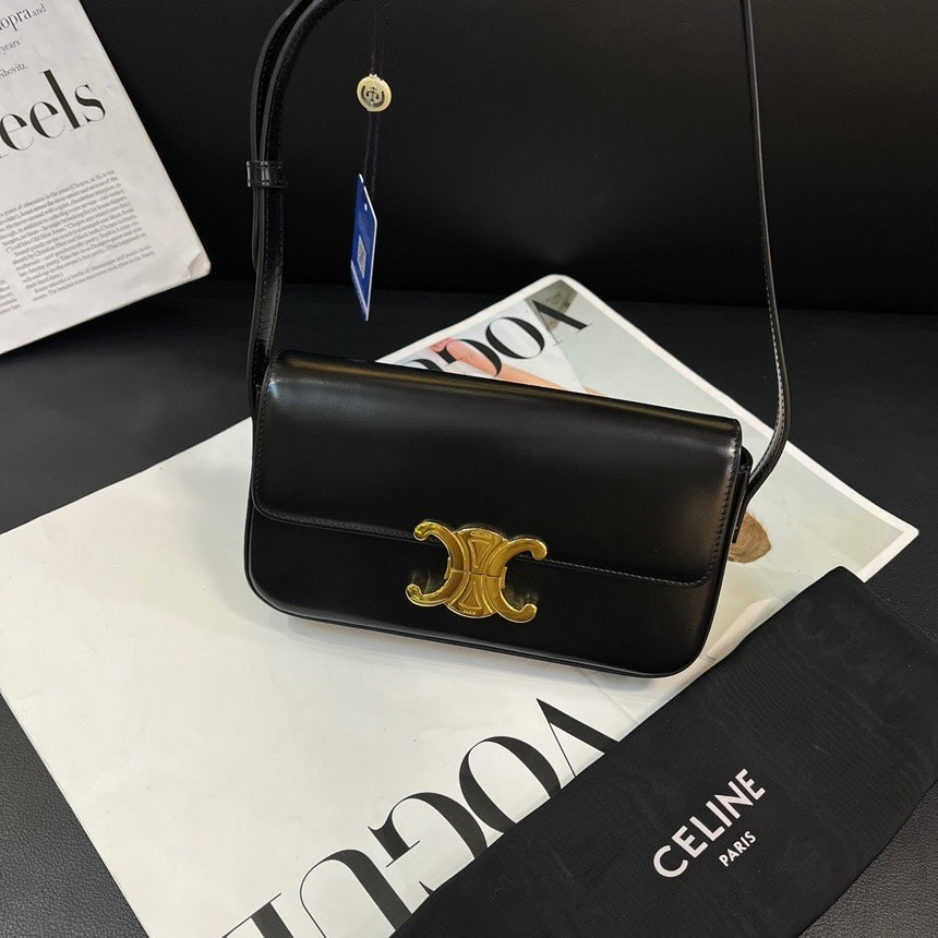 Celineline Black Gold Arc de Triomphe Baguette Shoulder Bag Medium