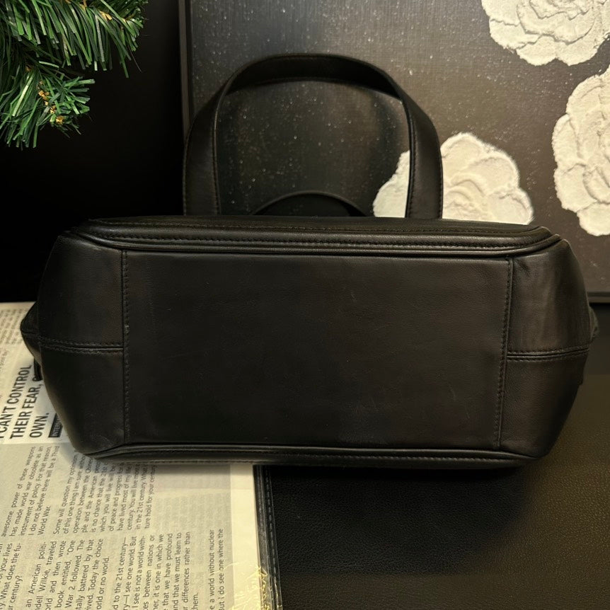 Chanel Black Leather Bowling Shoulder Bag Medium
