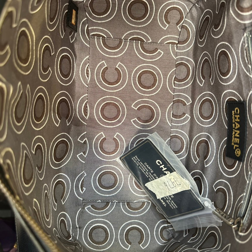 Chanel Black Leather Bowling Shoulder Bag Medium