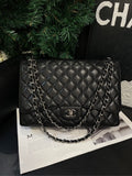Chanel Black SiLouis Vuittoner Lychee CF Maxi One-Shoulder Crossbody Bag