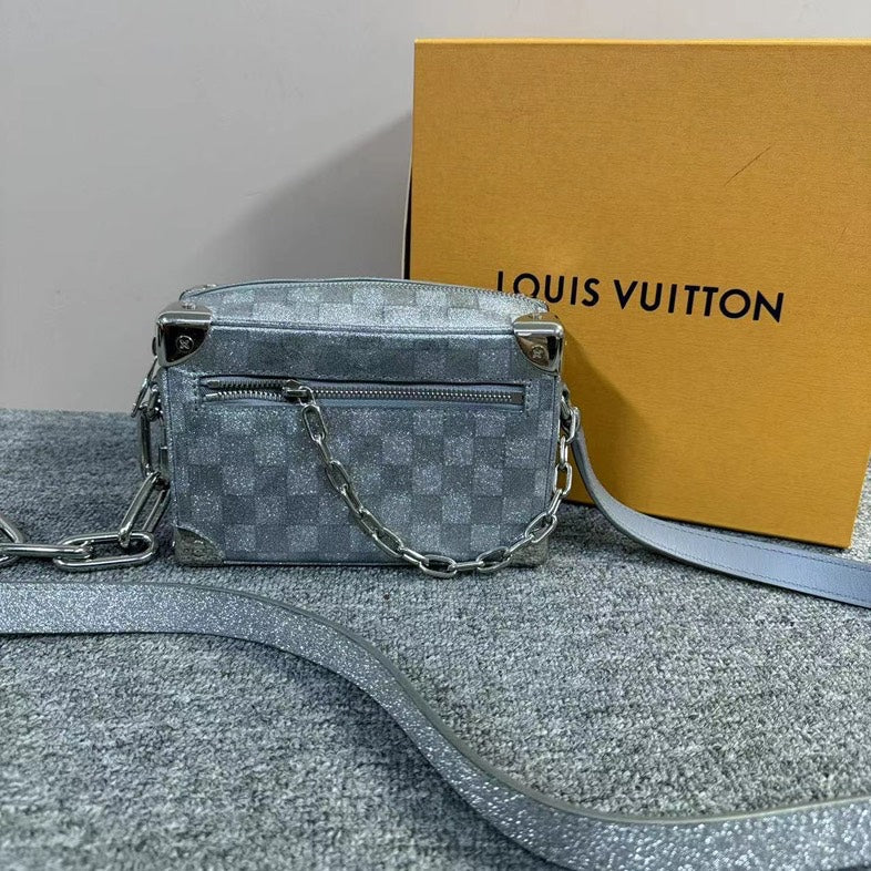Louis Vuitton Soft Trunk Crossbody Bag Grey Checkerboard Pattern MeDiorum