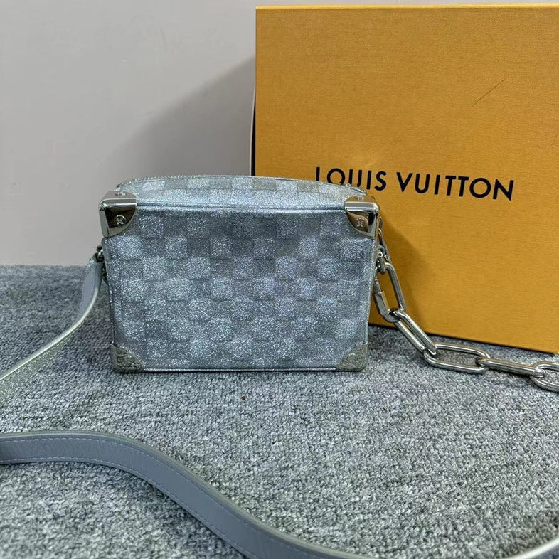 Louis Vuitton Soft Trunk Crossbody Bag Grey Checkerboard Pattern MeDiorum