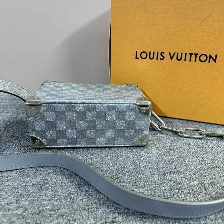 Louis Vuitton Soft Trunk Crossbody Bag Grey Checkerboard Pattern MeDiorum