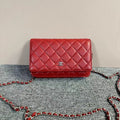Chanel Red Quilted Leather Clutch Bag Medium