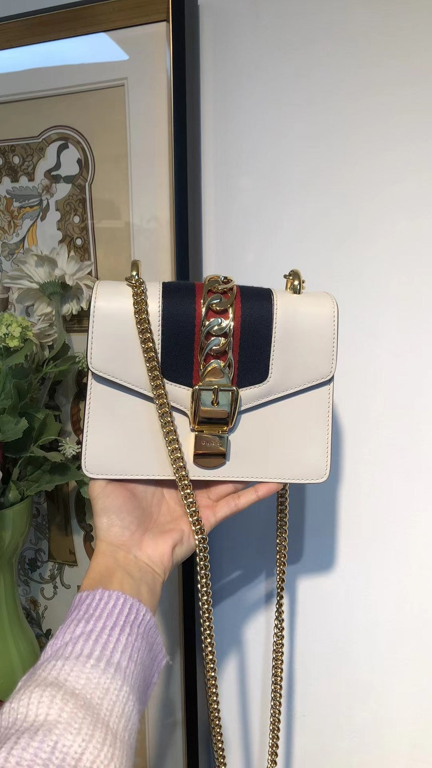 Gucci SyLouis Vuittonie White Leather Crossbody Bag Small