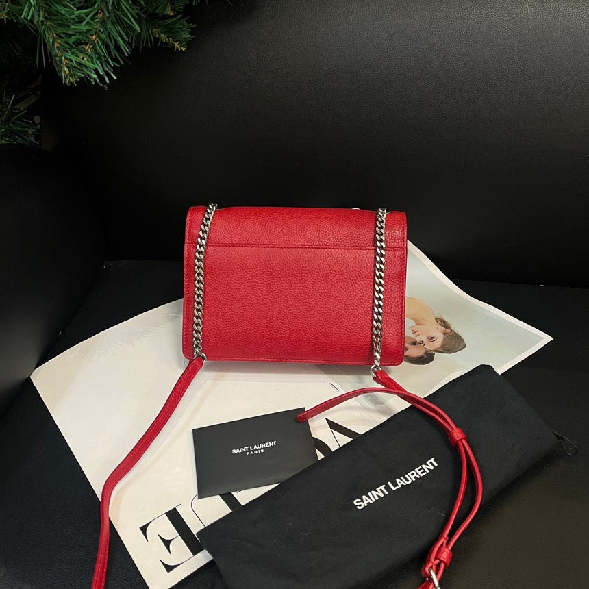Saint Laurent YSL Red SiLouis Vuittoner Crossbody Bag