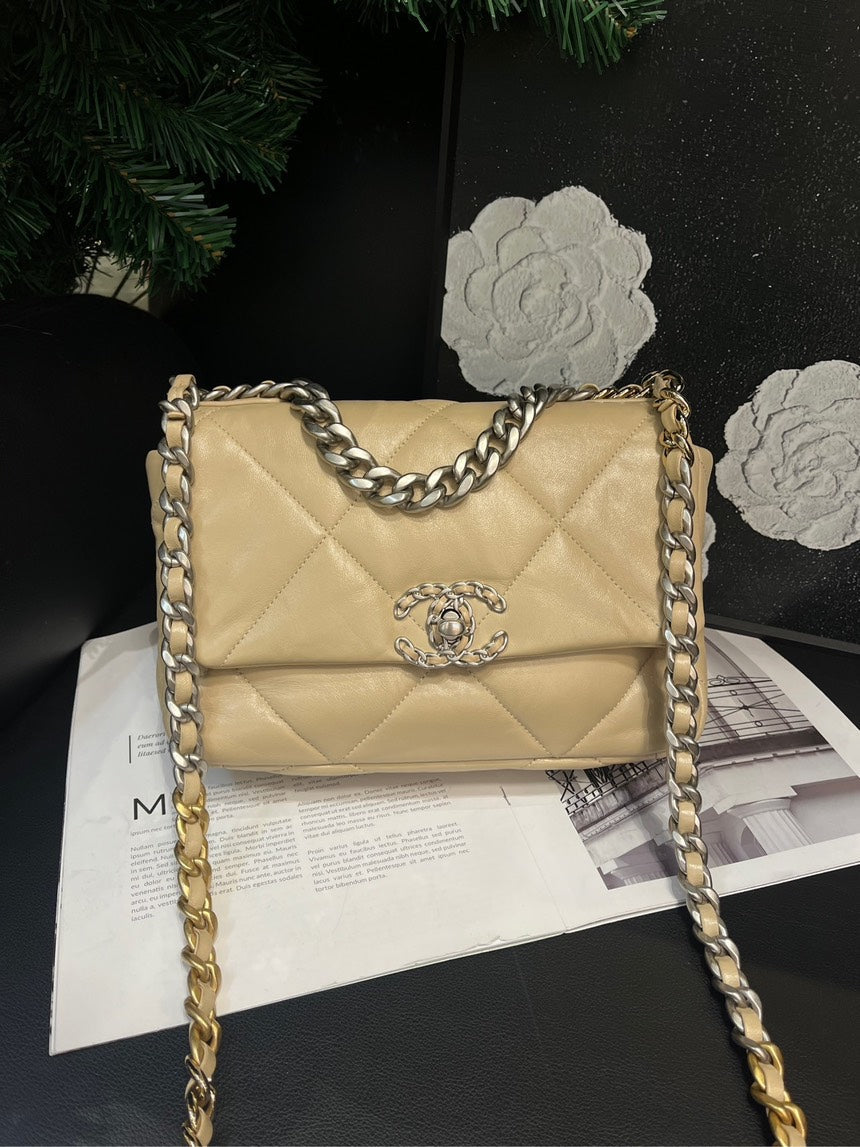 Chanel Beige 19 Bag Quilted Leather Crossbody MeDiorum