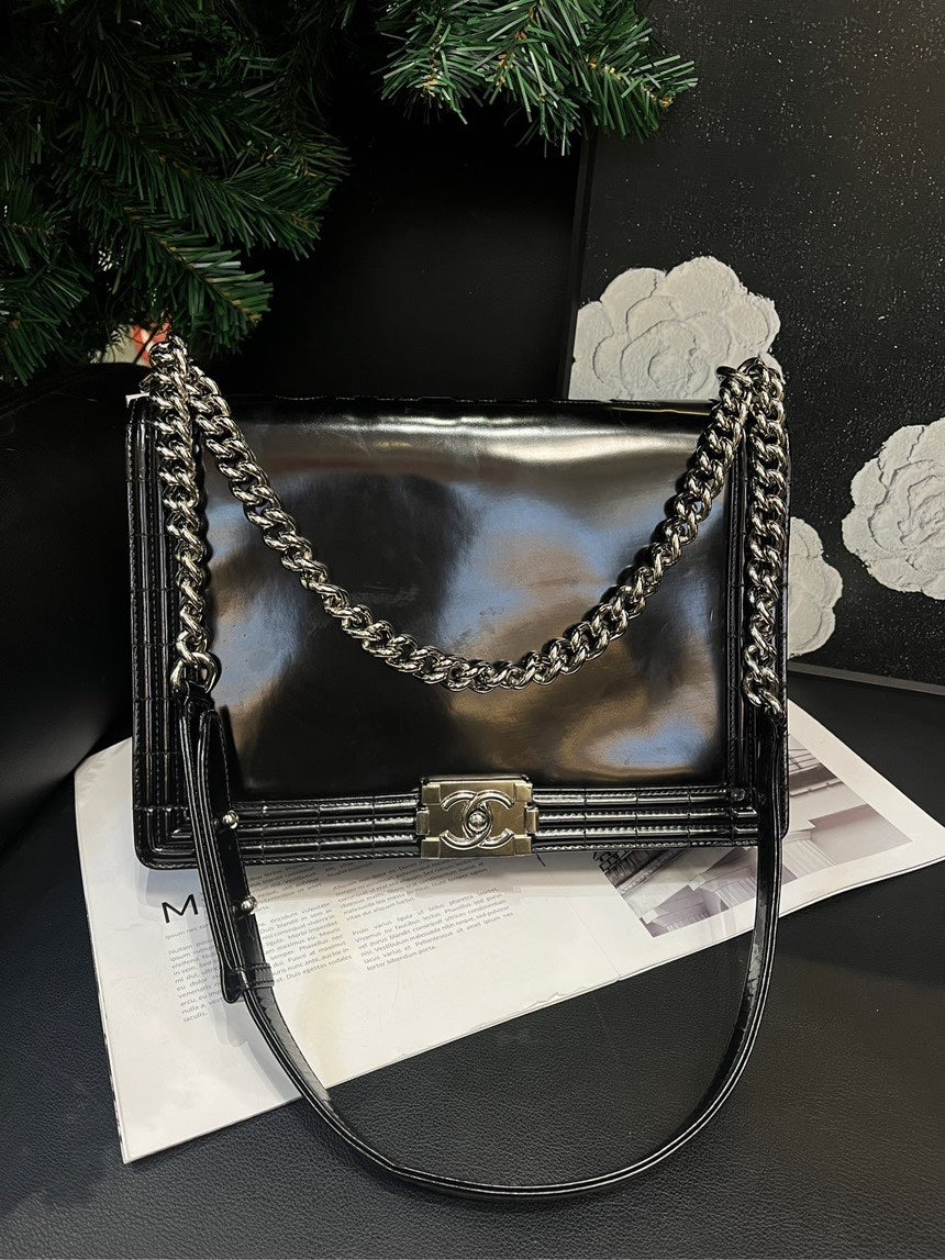 Chanel Leboy Black SiLouis Vuittoner Large Crossbody Bag