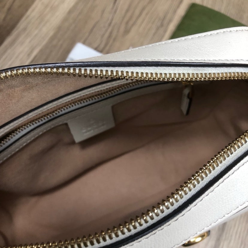 Gucci 1955 Supreme Canvas White Leather Shoulder Bag Medium