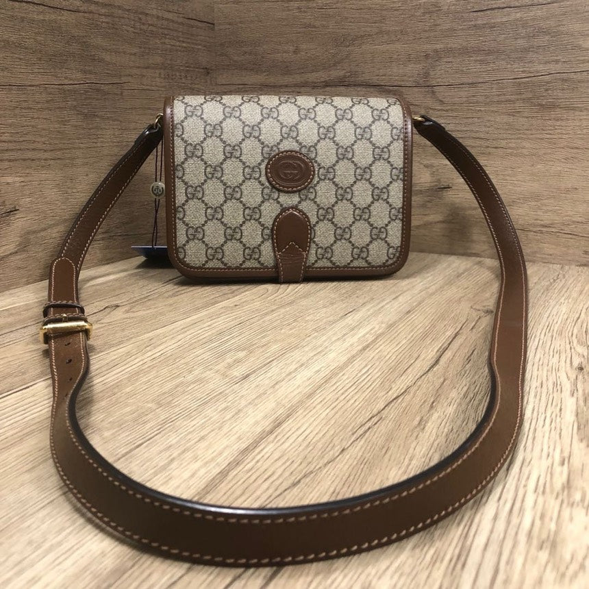 Gucci Beige Brown Gucci Supreme Canvas Small Crossbody Bag