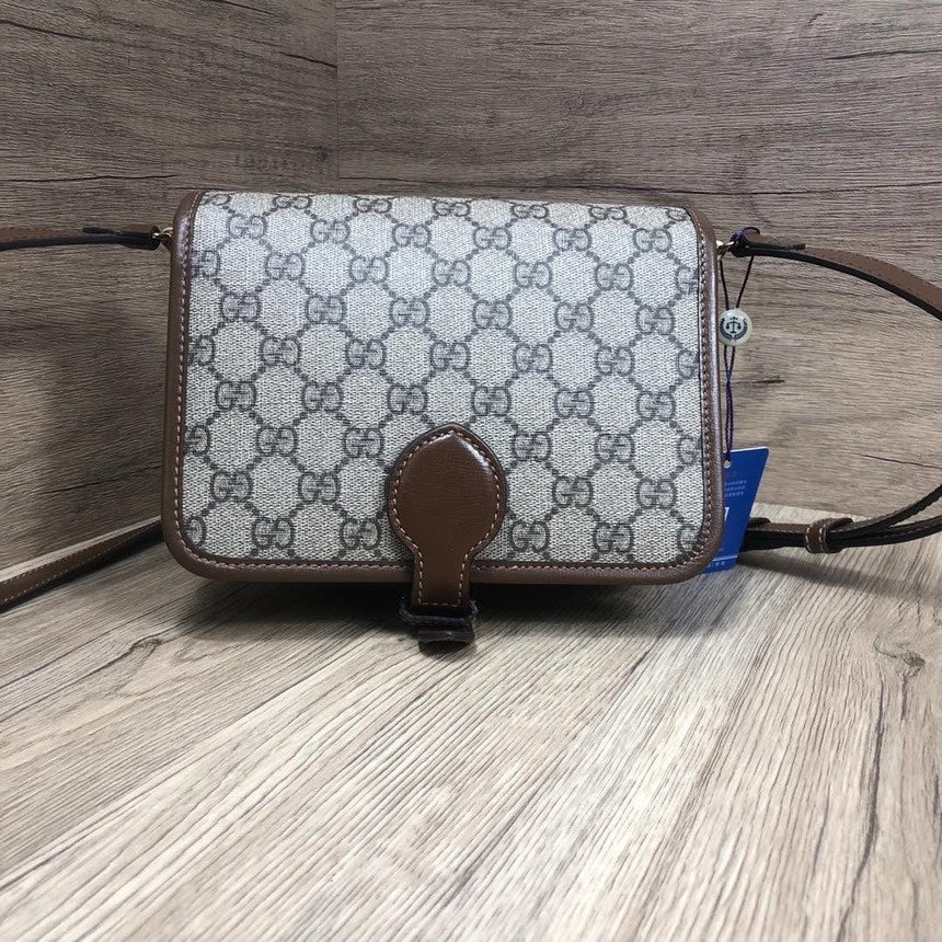 Gucci Beige Brown Gucci Supreme Canvas Small Crossbody Bag