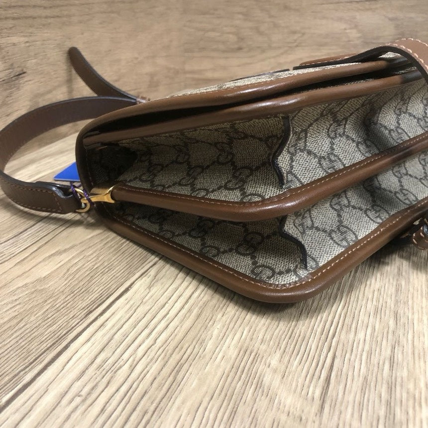 Gucci Beige Brown Gucci Supreme Canvas Small Crossbody Bag
