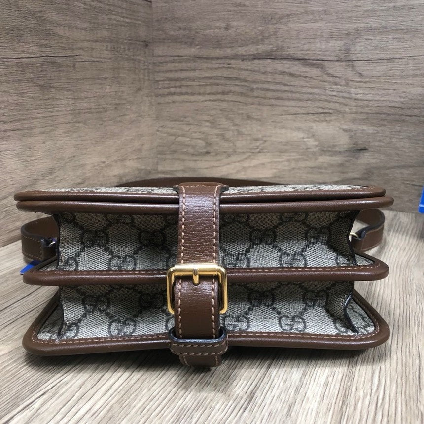 Gucci Beige Brown Gucci Supreme Canvas Small Crossbody Bag