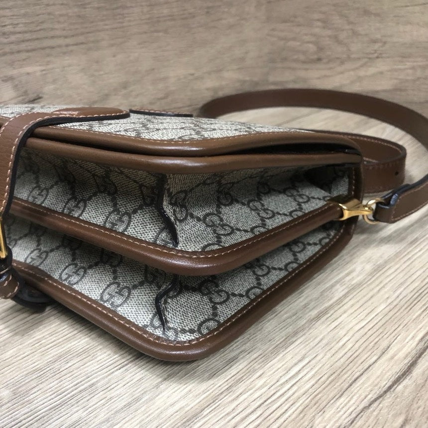 Gucci Beige Brown Gucci Supreme Canvas Small Crossbody Bag