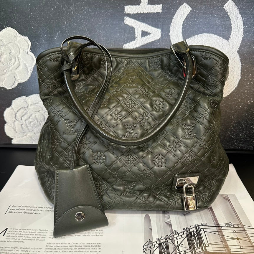 Louis Vuitton Dark Green Cowhide Moonlight Goddess Series Tote Shoulder Bag