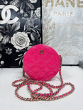 Chanel Round Pink Quilted Patent Leather Crossbody Bag