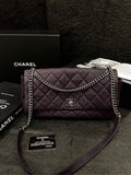 Chanel Purple Caviar SiLouis Vuittoner Buckle Airport Crossbody Bag With Card