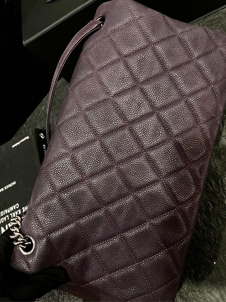 Chanel Purple Caviar SiLouis Vuittoner Buckle Airport Crossbody Bag With Card