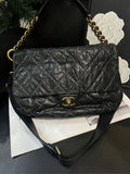 Chanel Mumbai Series Dark Blue Leather Gold Buckle Handbag Crossbody Bag