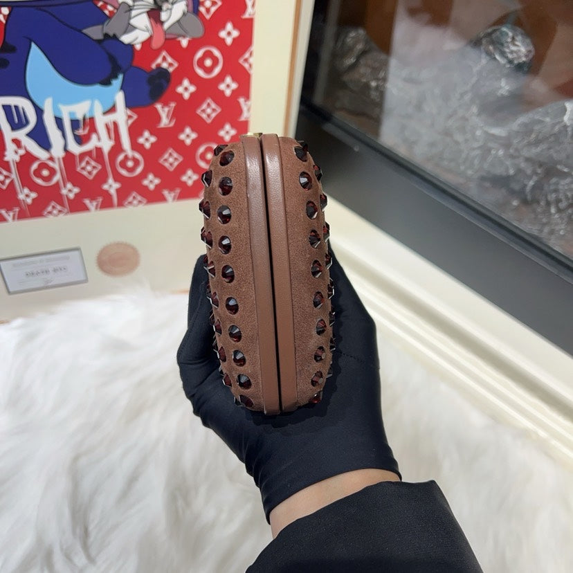 Gucci Brown Studded Clutch Small
