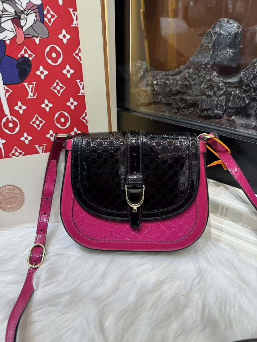 Gucci Multicolor Black Pink Gucci Canvas Leather Crossbody Bag MeDiorum