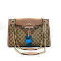 Gucci Emily Beige Brown Canvas Leather Shoulder Bag Medium